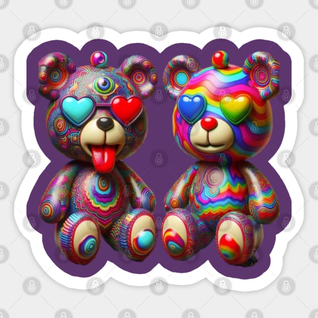 Trippy teddy bear Sticker by Out of the world